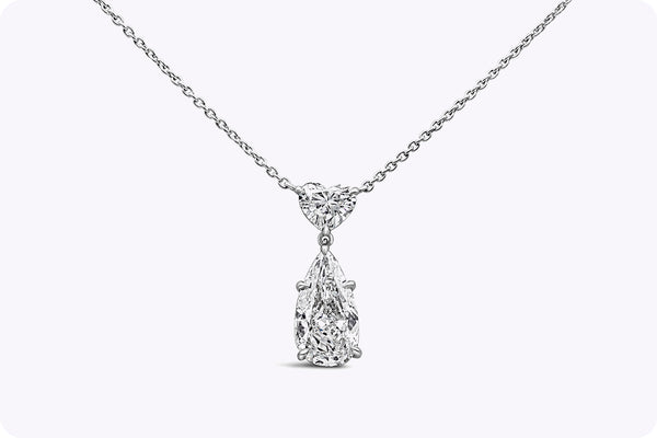 2.60 Carats Total Mixed-Cut Diamond Pendant Necklace in Platinum