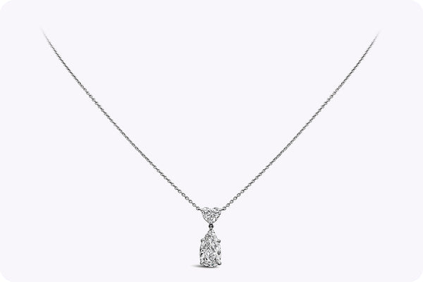 2.60 Carats Total Mixed-Cut Diamond Pendant Necklace in Platinum
