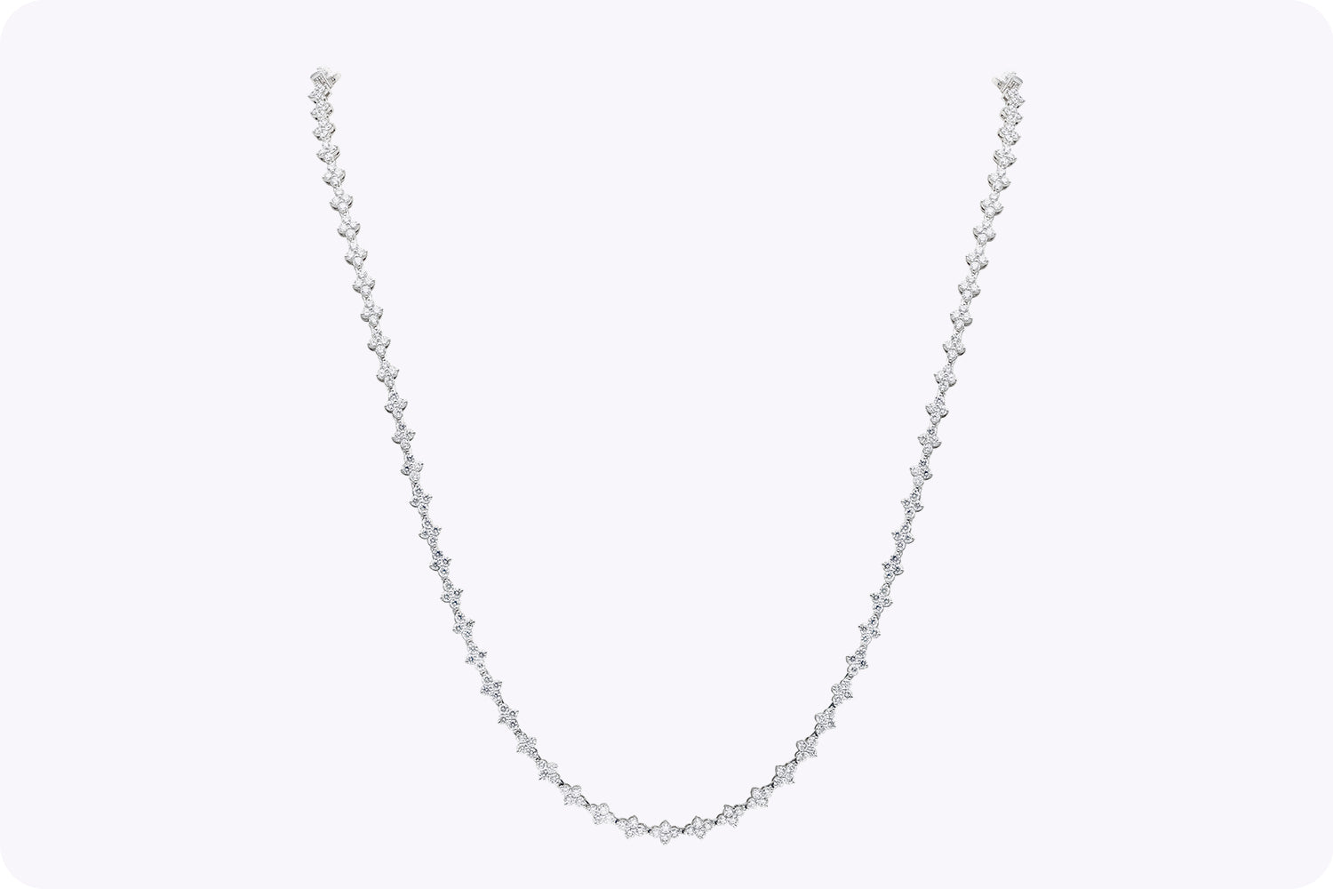 20.58 Carats Total Round Brilliant Cut Diamond Long Necklace in White Gold