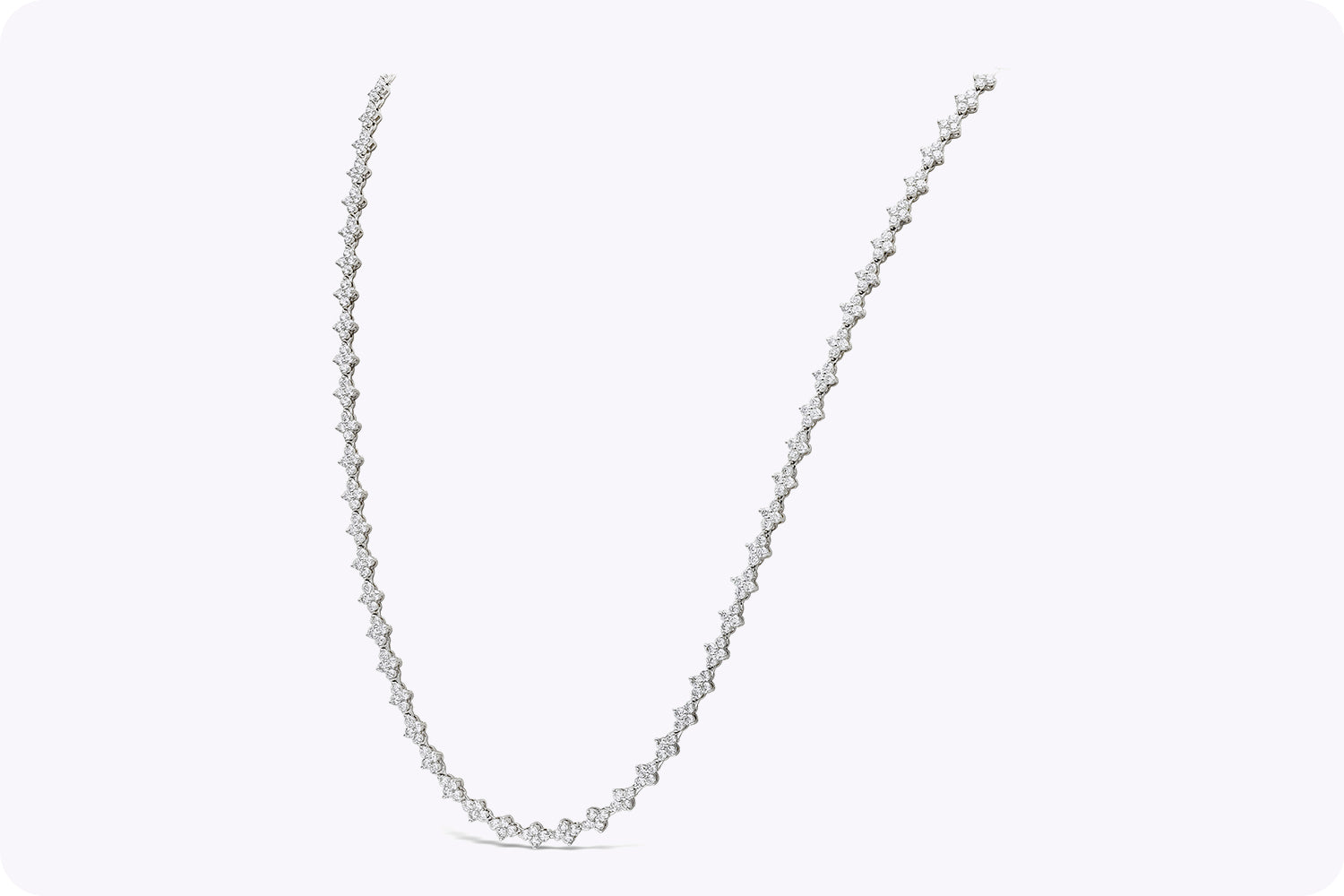 20.58 Carats Total Round Brilliant Cut Diamond Long Necklace in White Gold