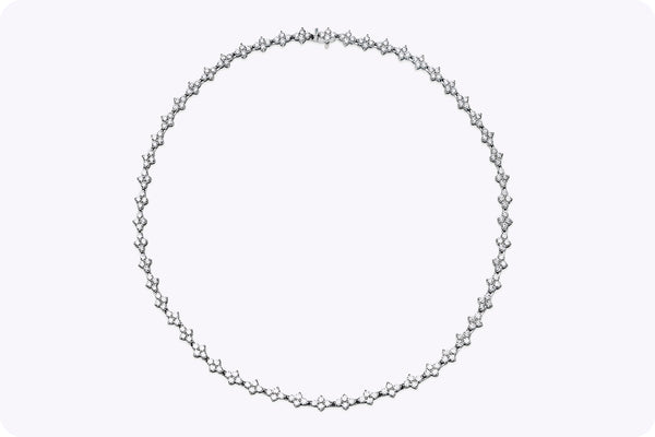 9.59 Carats Total Round Brilliant Cut Diamond Cluster Tennis Necklace in White Gold