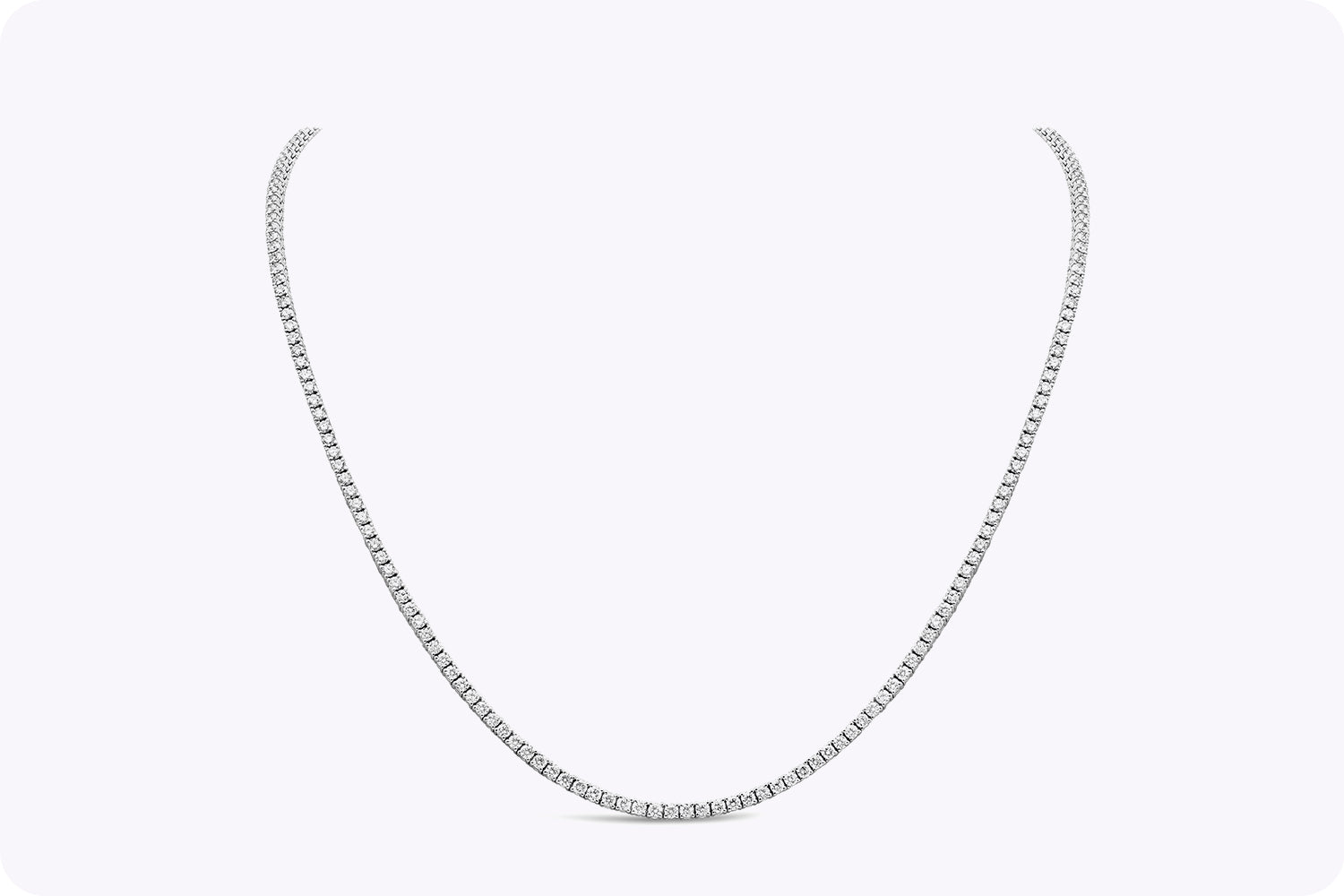 7.30 Carats Total Round Brilliant Cut Diamond Tennis Necklace in White Gold