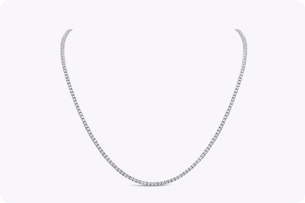 7.30 Carats Total Round Brilliant Cut Diamond Tennis Necklace in White Gold