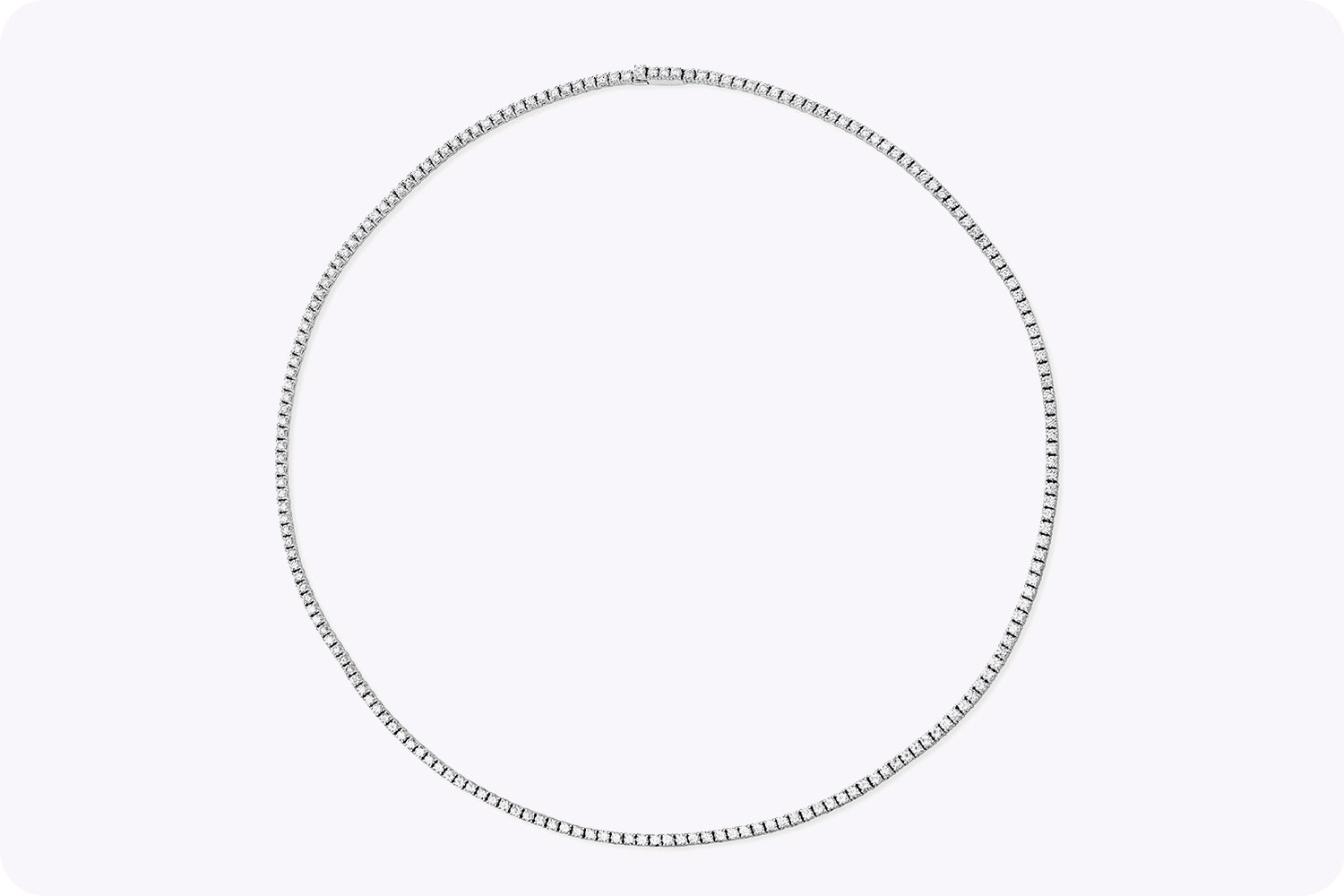 7.30 Carats Total Round Brilliant Cut Diamond Tennis Necklace in White Gold