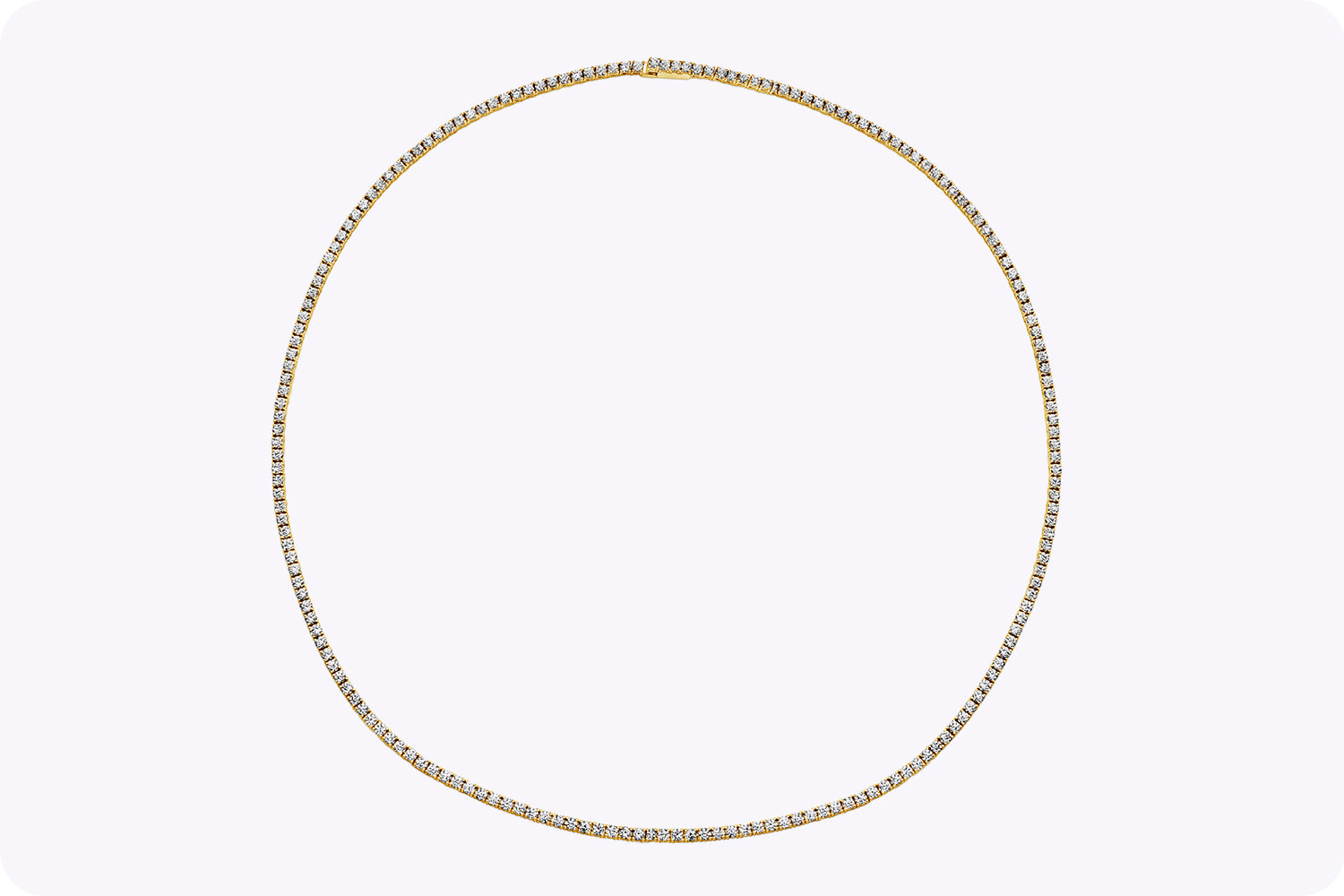 7.52 Carats Total Round Brilliant Cut Diamond Tennis Necklace in Yellow Gold