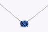 5.82 Carats Cushion Cut Aquamarine Solitaire Pendant Necklace in White Gold