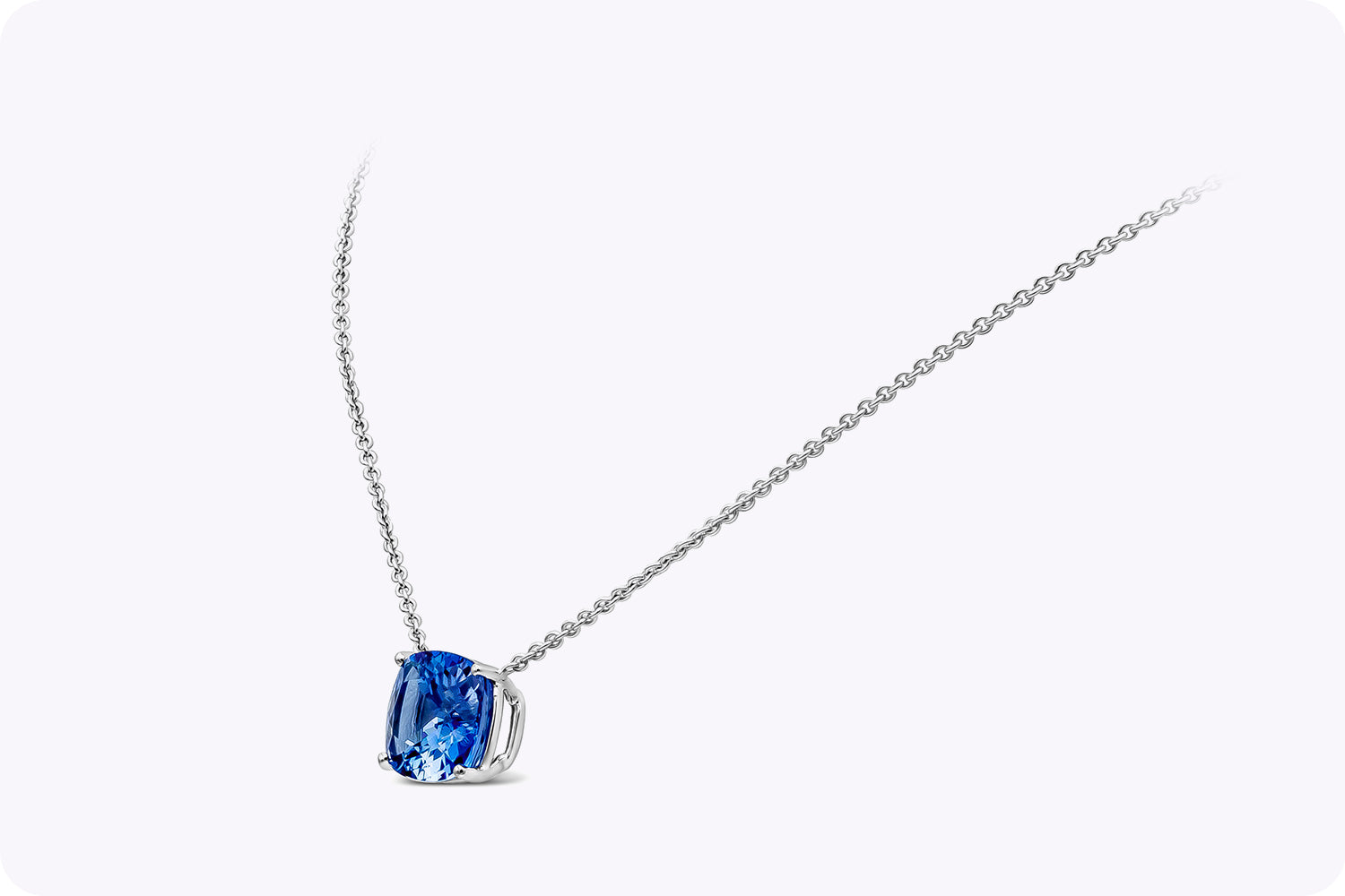 5.82 Carats Cushion Cut Aquamarine Solitaire Pendant Necklace in White Gold