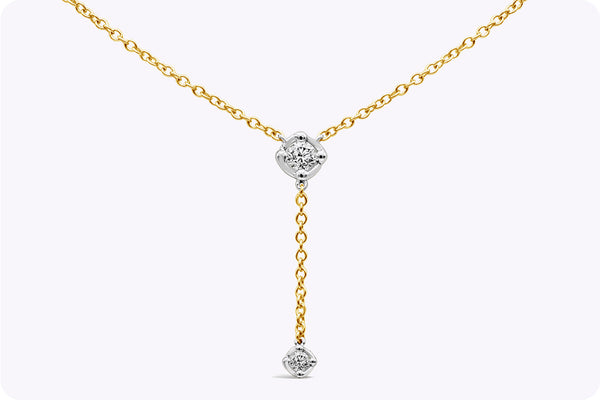 0.29 Carat Total Round Brilliant Cut Diamond Pendant Necklace in Two-Tone Gold