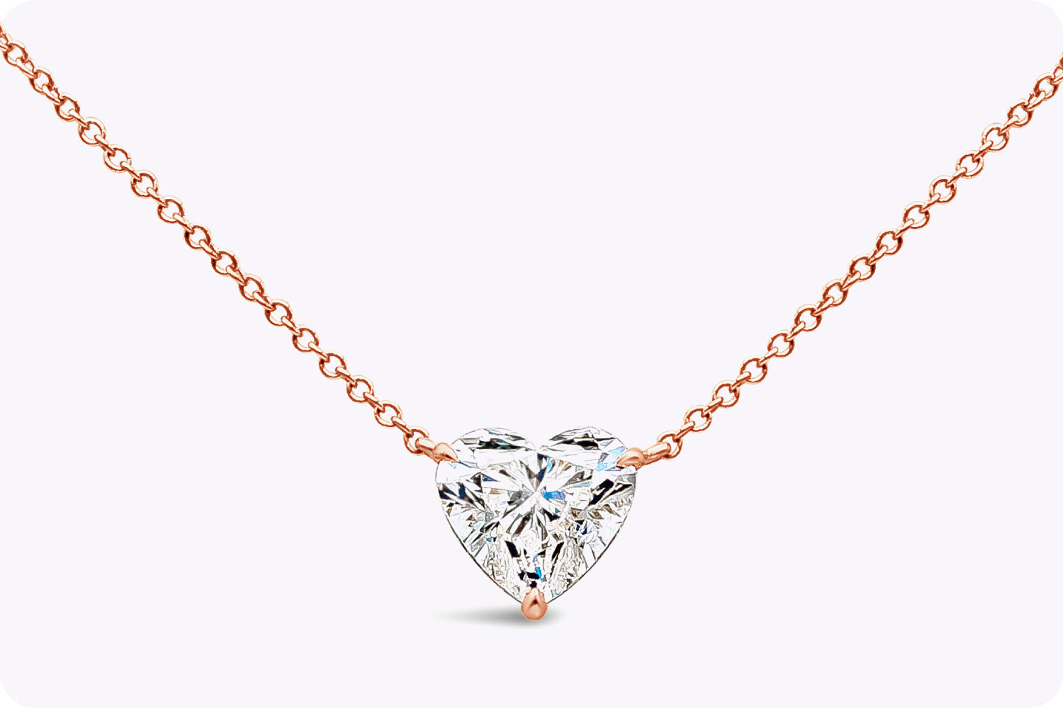 GIA Certified 1.53 Carats Heart Shape Diamond Pendant Necklace in Rose Gold