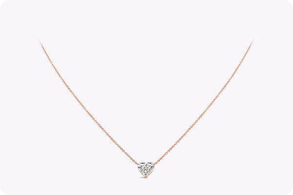 GIA Certified 1.53 Carats Heart Shape Diamond Pendant Necklace in Rose Gold