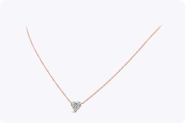 GIA Certified 1.53 Carats Heart Shape Diamond Pendant Necklace in Rose Gold