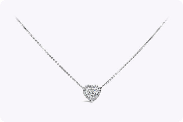 GIA Certified 1.80 Carats Heart Shape Diamond Pendant Necklace in White Gold & Platinum