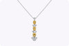 3.13 Carats Total Radiant Cut Fancy Yellow Diamond Pendant Necklace in Yellow Gold & Platinum