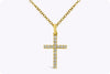 0.08 Carat Round Diamond Cross Pendant Necklace in Yellow Gold
