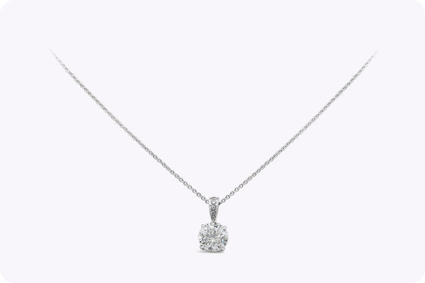 2.27 Carats Round Brilliant Cut Diamond Solitaire Pendant Necklace in White Gold