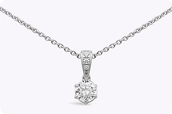 0.47 Carat Total Round Brilliant Cut Diamond Pendant Necklace in White Gold