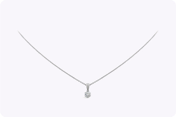 0.47 Carat Total Round Brilliant Cut Diamond Pendant Necklace in White Gold