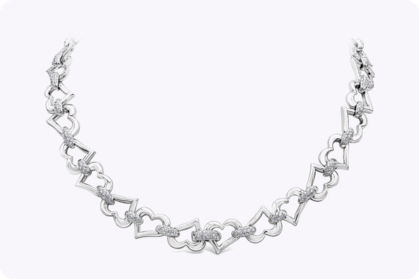 Piaget 5.80 Carats Total Round Brilliant Cut Diamond Heart Shape Link Necklace in White Gold