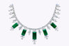 48.68 Carats Total Colombian Emerald Drop Necklace with Mixed Cut Diamonds in White Gold