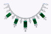 48.68 Carats Total Colombian Emerald Drop Necklace with Mixed Cut Diamonds in White Gold