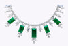 48.68 Carats Total Colombian Emerald Drop Necklace with Mixed Cut Diamonds in White Gold