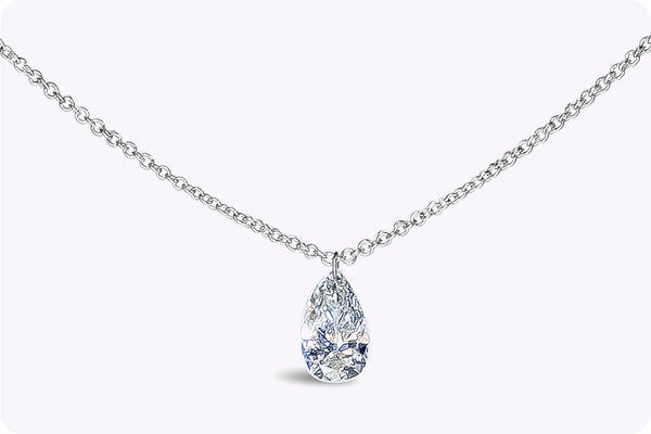 0.67 Carat Pear Shape Diamond Solitaire Pendant Necklace in White Gold