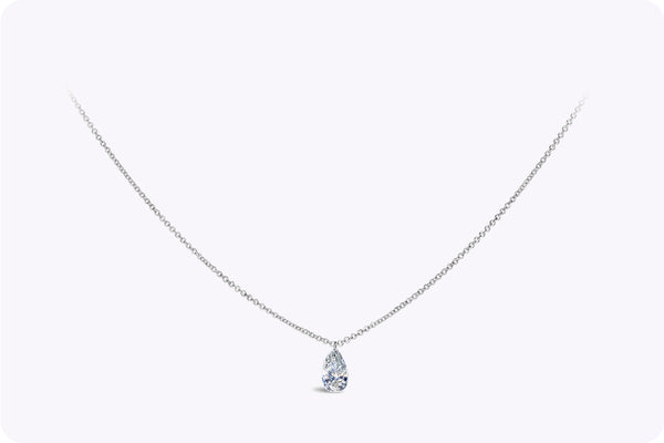 0.67 Carat Pear Shape Diamond Solitaire Pendant Necklace in White Gold