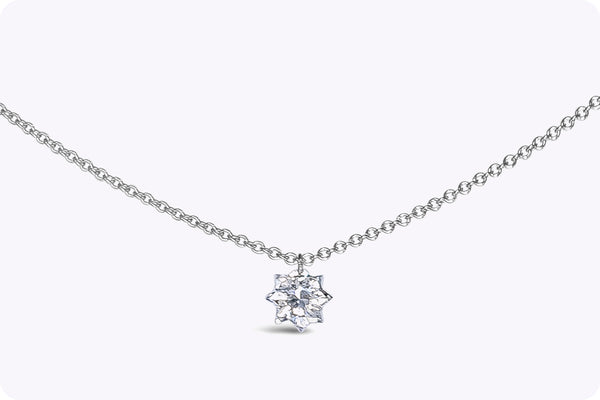 0.58 Carat Total Star Shape Diamond Solitaire Pendant Necklace in White Gold