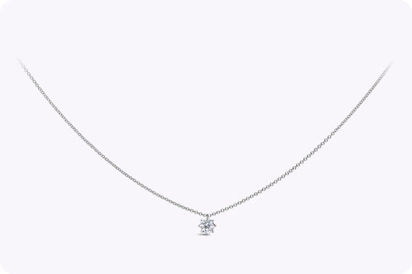 0.58 Carat Total Star Shape Diamond Solitaire Pendant Necklace in White Gold