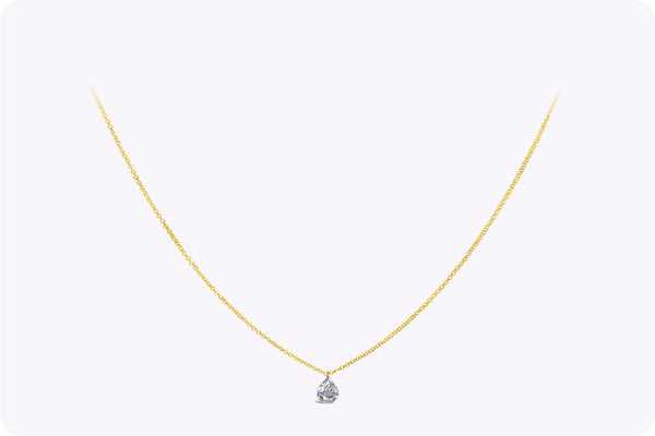 0.54 Carat Modified Pear Shape Diamond Solitaire Pendant Necklace in Yellow Gold