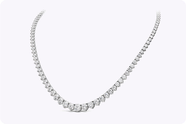 Radiant 18 carat round diamond Riviera tennis necklace
