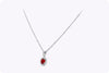 0.38 Carat Total Oval Cut Ruby and Diamond Halo Pendant Necklace in White Gold