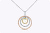 0.77 Carat Total Round Shape Diamond Triple Loop Pendant Necklace in Triple Color