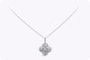 1.57 Carats Total Round Cut Diamond Clover Shape Pendant Necklace in White Gold