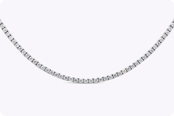 6.85 Carats Total Graduating Round Shape Diamond Tennis Necklace in White Gold