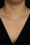 7.29 Carats Total Round Shape Diamond Tennis Necklace in White Gold