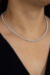7.29 Carats Total Round Shape Diamond Tennis Necklace in White Gold