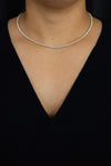 7.34 Carats Total Brilliant Round Diamonds Tennis Necklace in Yellow Gold