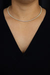 6.89 Carats Total Round Brilliant Cut Diamond Tennis Necklace in Yellow Gold