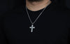 4.99 Carats Total Baguette & Round Cut Diamond Cross Pendant Necklace in White Gold