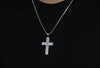 4.99 Carats Total Baguette & Round Cut Diamond Cross Pendant Necklace in White Gold