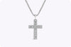 4.99 Carats Total Baguette & Round Cut Diamond Cross Pendant Necklace in White Gold