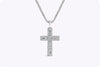 4.99 Carats Total Baguettes and Round Diamonds Cross Pendant Necklace in White Gold