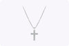 4.99 Carats Total Baguette & Round Cut Diamond Cross Pendant Necklace in White Gold