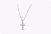 4.99 Carats Total Baguettes and Round Diamonds Cross Pendant Necklace in White Gold
