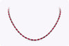 16.89 Carats Total Oval Cut Ruby and Diamond Tennis Necklace in White Gold