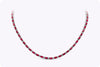 18.38 Carats Total Oval Cut Ruby & Diamond Tennis Necklace in White Gold