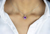 1.72 Carats Heart Shape Purple Amethyst Halo Heart Pendant Necklace with Diamonds in White Gold