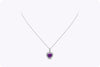 1.72 Carats Heart Shape Purple Amethyst Halo Heart Pendant Necklace with Diamonds in White Gold
