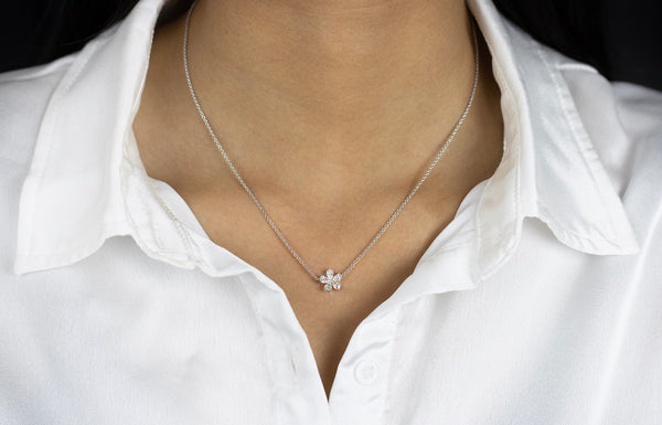 Diamond Flower Pendant Necklace